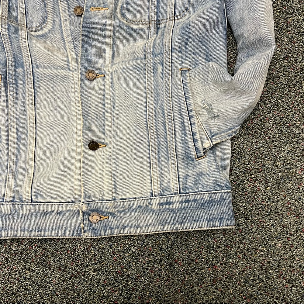 SAINT LAURENT Boyfriend Denim Blue Jean Jacket OversizenDistressed Light Wash XS - Picture 9 of 16